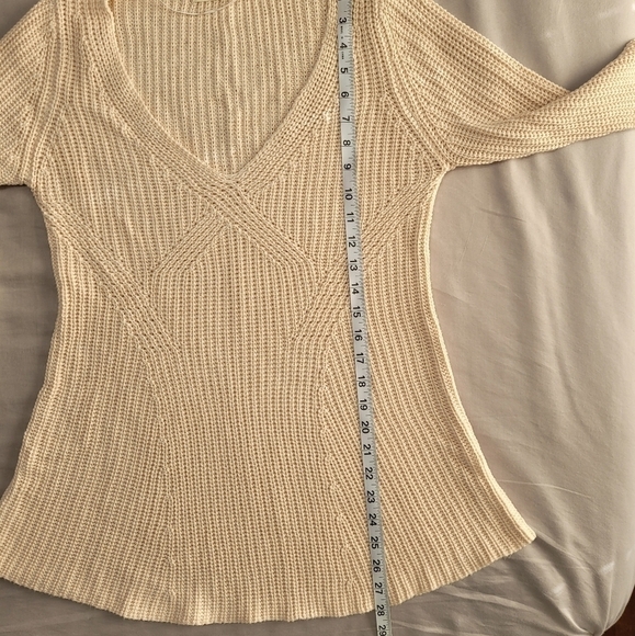 Zara Knit V-Neck Sweater Open Weave Pink Medium - Picture 6 of 7